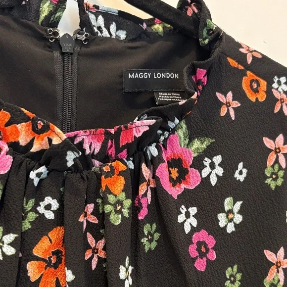 Maggy London 8 Floral Black Dress - Picture 3 of 6